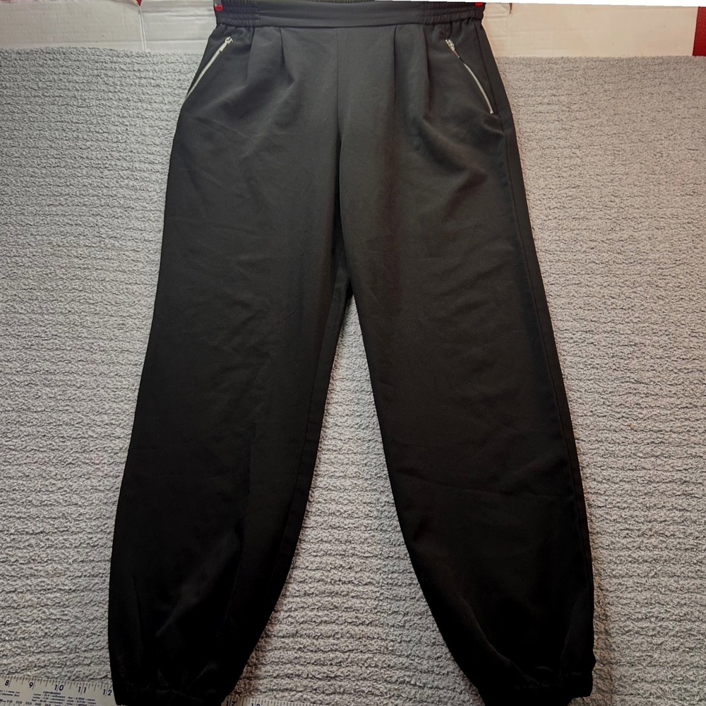Spacegirlz Joggers Zipper Pocket Black Large Y2K Techwear Streetwear‎ Gorpcore
